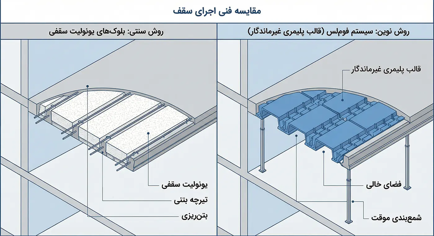 مقایسه یونولیت سقفی با قالب های جایگزین